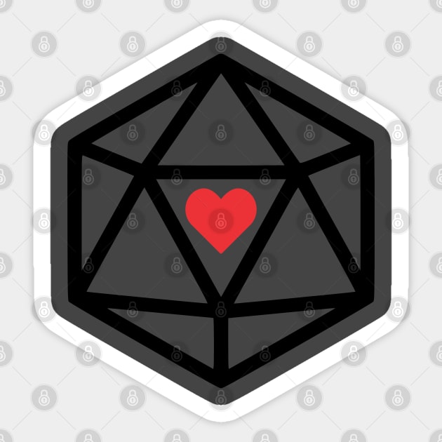 Heart Dice D20 Sticker by MimicGaming